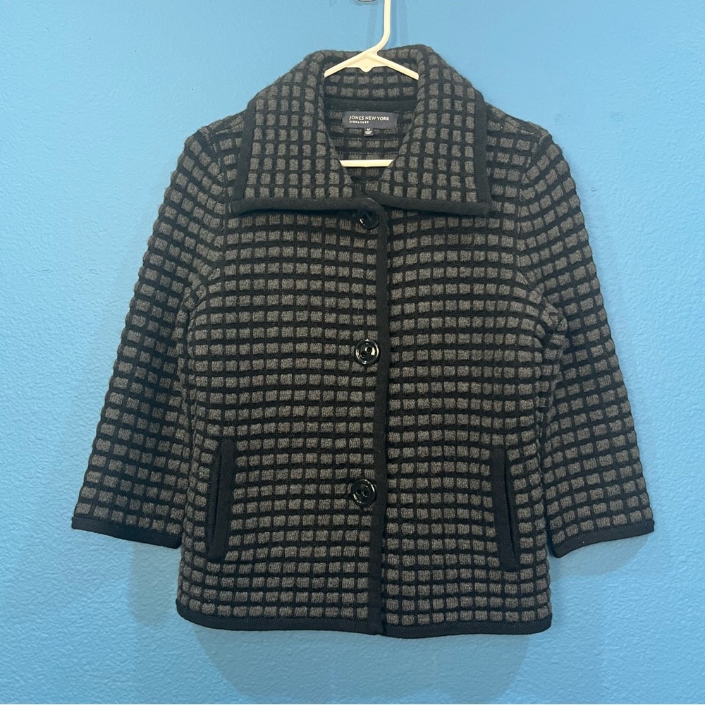 Jones New York Signature Merino Wool Chunky Button Up Cardigan Women Sz Medium